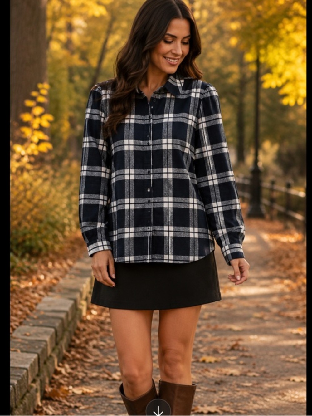 Tuckernuck Black Cream Plaid Saranac Puff Sleeve Button Down Shirt cotton